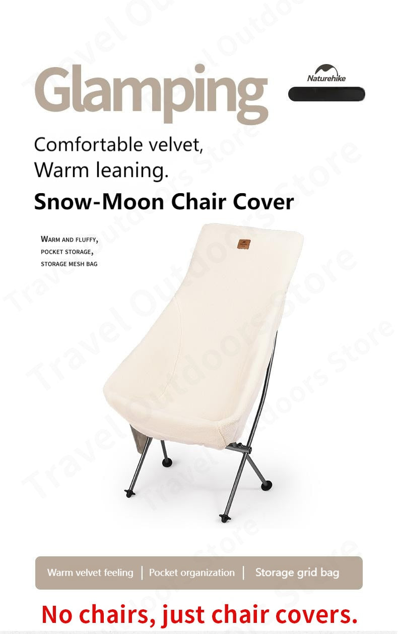 Naturehike Portable Camping Warm Moon Chair Cover Lamb Wool Fabric Warm Soft Comfortable With Storage Pocket Only Chair Cover Nature Hike