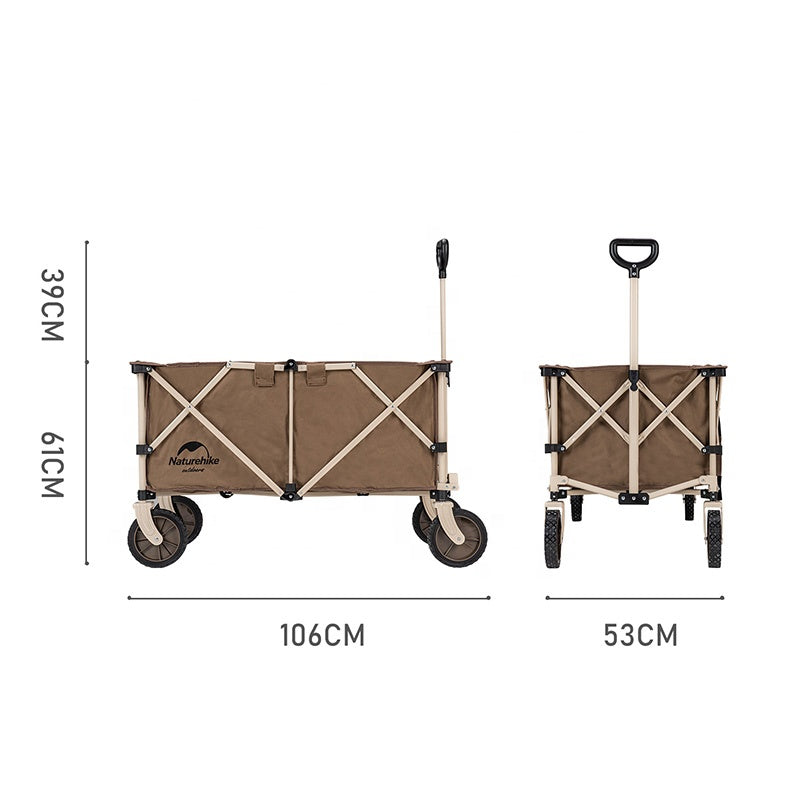 Naturehike TC02 193L Outdoor Portable Black Trolley Carrying Cart 4 Way Folding Camping Glamping Camp Travel Wagon 80KG Max Load Foldable Collapsible