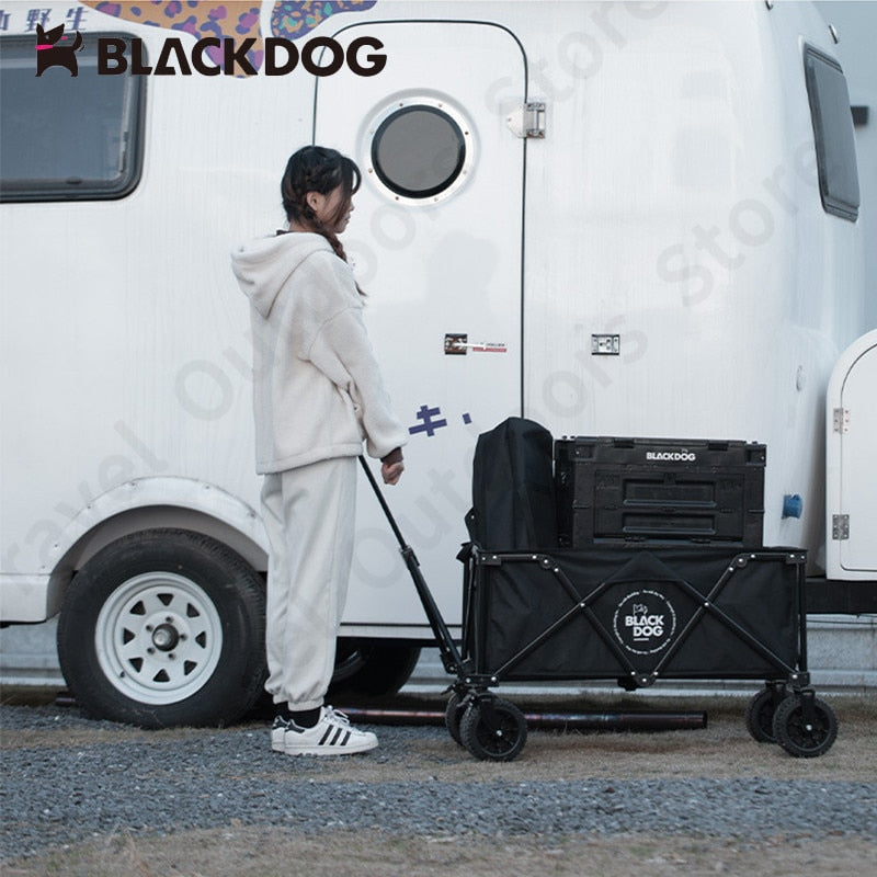 BLACKDOG by Naturehike 150L Wide Wheel 4 Way Folding Camping Trolley Cart Equipment Carrier Foldable 120kg Max Portable Detachable Wheel White Black