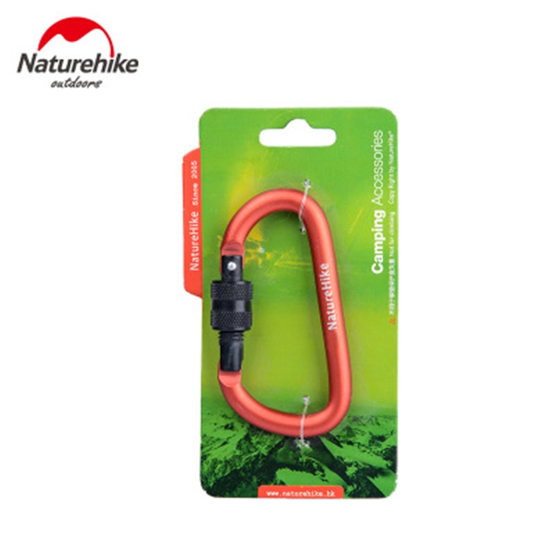 Naturehike 8cm D Type Carabiner Safety Hook Buckle with Lock Camping Tent Hanging Accessories 60kg Max Load Ultralight Hiking Key Chain