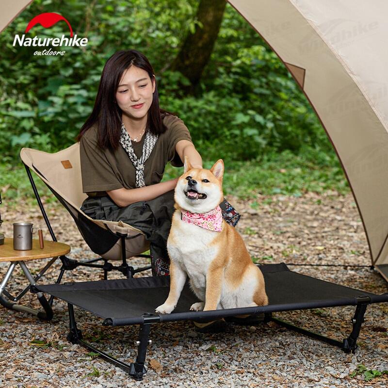 Naturehike XJC11 Pet Folding Bed Ultralight 1.4kg Cat Dog Small Animals Camping Cot Mesh Nylon Oxford Cloth 7075 Aluminum Support Waterproof Fabric