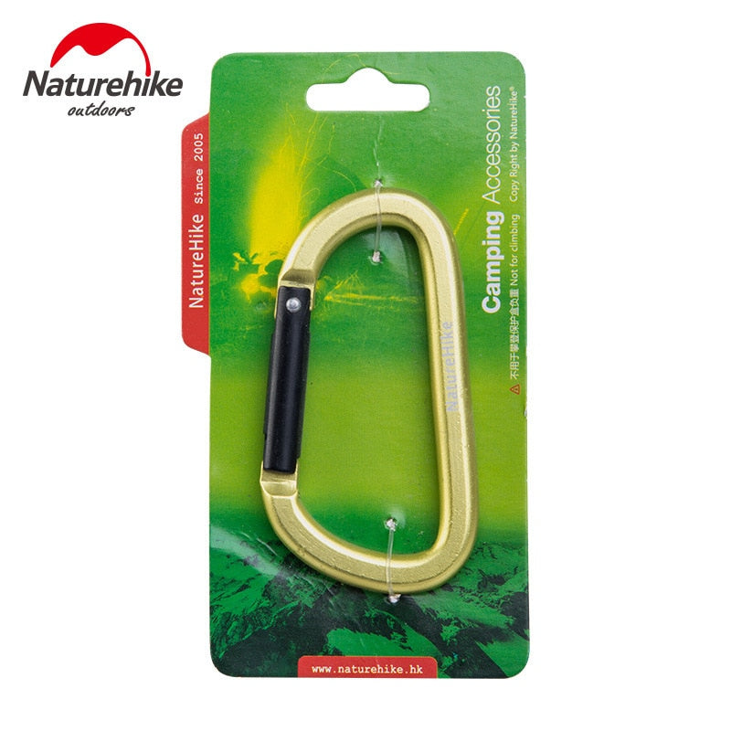 Naturehike Outdoor D Type 8cm Carabiner Camping Tent Accessories Hooks Fast Hanging Multi-Functional Aluminum Alloy Hang Safety Buckle Key Chain