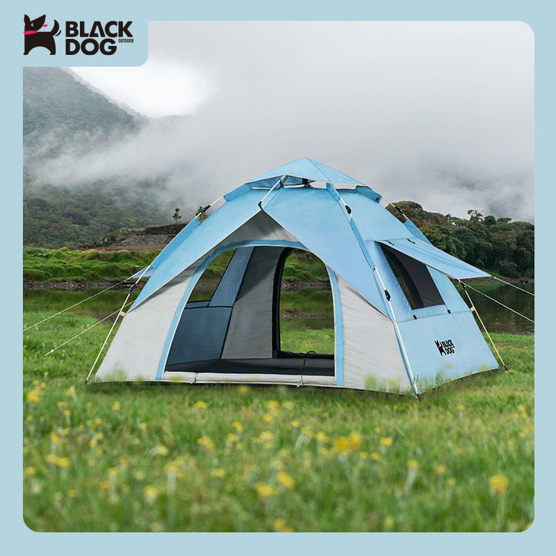 BLACKDOG by Naturehike Automatic 2 Doors 2 Windows Auto Pop Up Camping Tent for 2 3 4 Person Waterproof Windproof Quick Setup