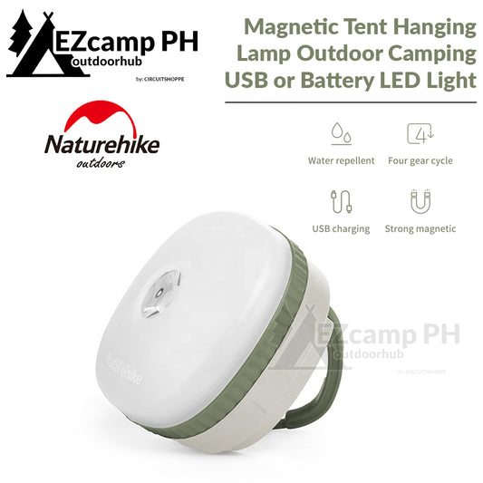 Naturehike Magnetic Hanging Lamp LED USB Rechargeable or Battery Lantern Light Multi Function 4 Mode Camping Tent Outdoor Waterproof Portable Magnet Hang Lighting Nature Hike
