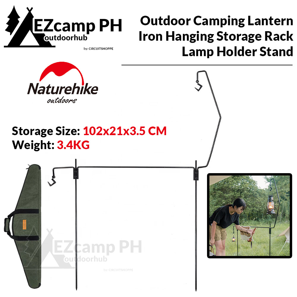 Naturehike Outdoor Lantern Iron Hanging Rack Lamp Light Post Cookware Utensil Hang Holder Nail Camping Storage Stand Hook Pole Portable Bracket