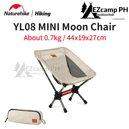 Naturehike YL08 Mini Portable Moon Chair Camping Folding Outdoor Stool Seat Only 700g Foldable 120kg Max Canvas Aluminum Ultralight Hiking Backpacking