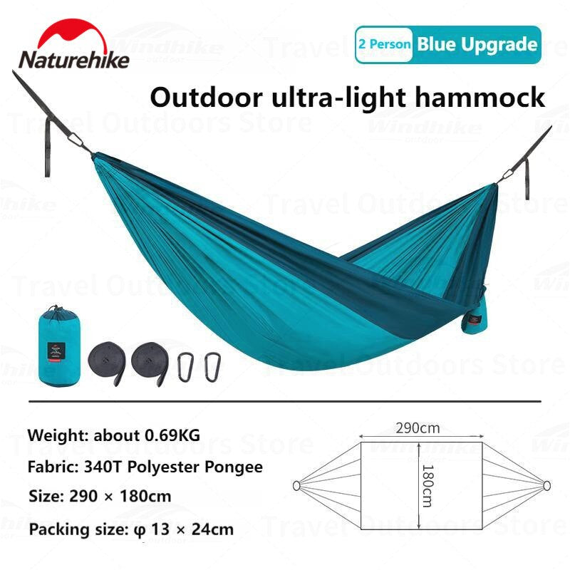 Naturehike LONE BOAT Series 1 and 2 Person Portable Outdoor Camping Hammock 340T Ultralight Single Double 200kg Max Picnic Tree Swing Hanging Bed