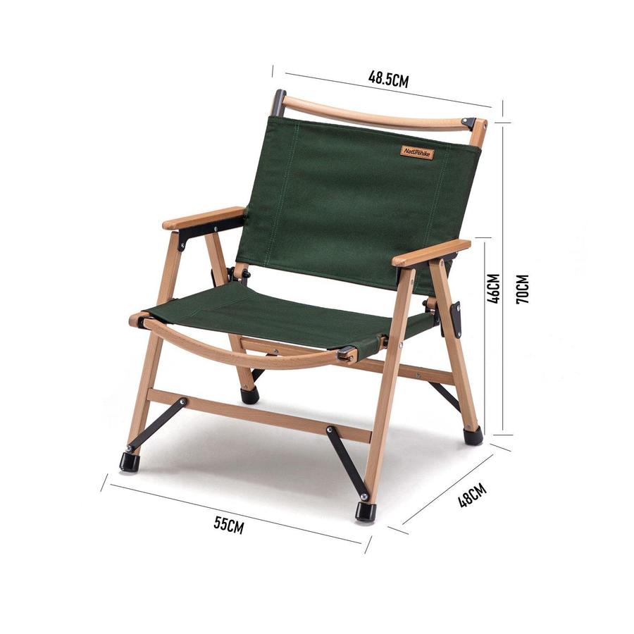 Naturehike Premium Portable Folding Wooden Outdoor Camping Kermit Chair Solid Wood Material Glamping Detachable Ultralight Foldable Camp Steady Chair Nature Hike Picnic Beech Walnut Finish