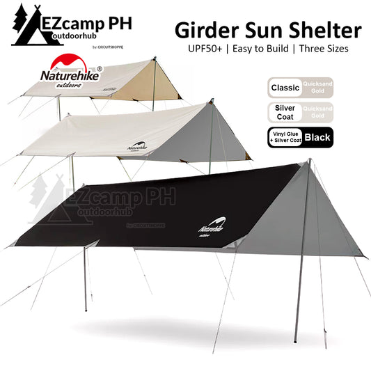 Naturehike GIRDER Series Shelter Awning Canopy Camping Tarp Tent in Classic Silver Coated Double Sided Black Vinyl Glue + Silver Coating Waterproof