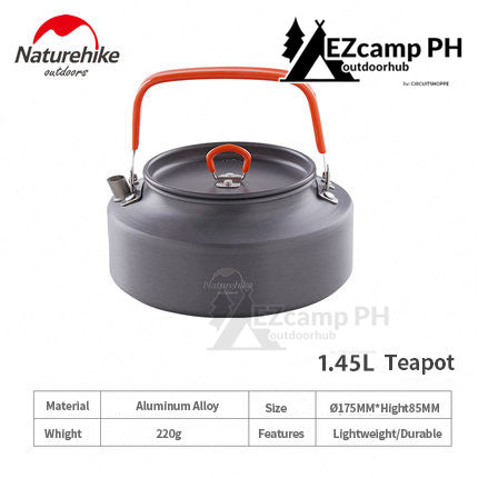 NatureHike 1.1L | 1.45L Outdoor Camping Cookware Kettle Aluminum Alloy Boil Boiling Water Coffee Pot Ultralight Tea Pot Camping Trip Tourism Hiking