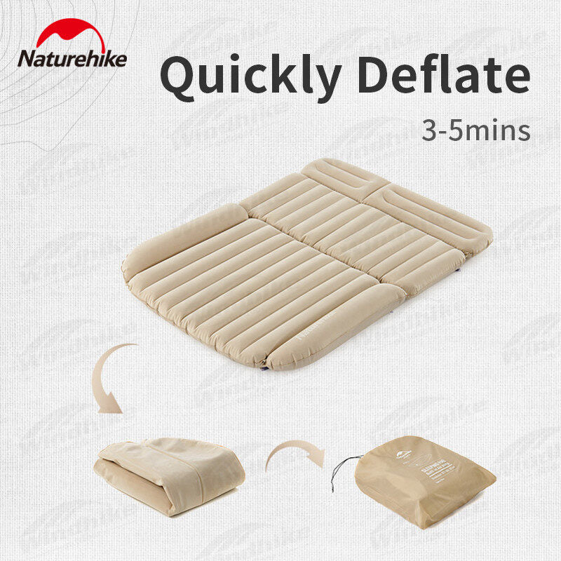 Naturehike Car Inflatable Mattress Air Bed Universal Auto Camping Comfortable Optional 12V Car Socket Airbed Pump PVC Suede Portable Sleeping Pad Mat