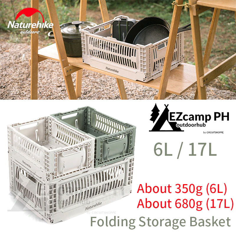 Naturehike PP 6L 17L Folding Storage Collapsible Stackable Basket Outdoor Portable High Capacity Clothes Sundries Tableware Storage Box