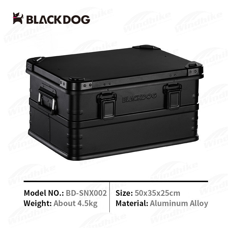 BLACKDOG by Naturehike Portable Storage Box 44L Black Premium Metal Aluminum Alloy Light Weight Outdoor Camping Equipment Accessories Organizer Table