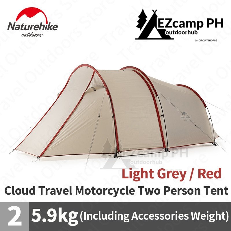 Naturehike Cloud Tourer 2 Ultralight Motorcycle 2 Person Camping Travel Tent Portable Outdoor Motocamping Waterproof Tunnel Tent Moto Motor Shelter