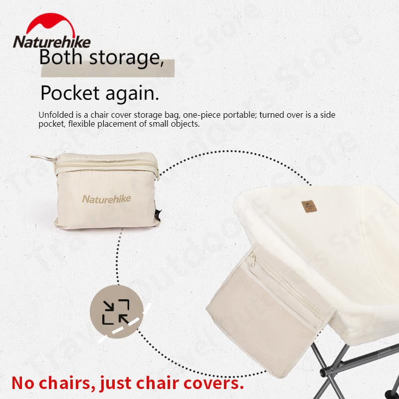 Naturehike Portable Camping Warm Moon Chair Cover Lamb Wool Fabric Warm Soft Comfortable With Storage Pocket Only Chair Cover Nature Hike