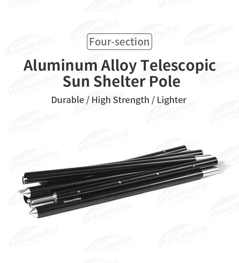 Naturehike 2pcs Pack Ultralight Adjustable 170cm to 200cm Aluminum Alloy Telescopic Tent Tarp Camping Awning Canopy Pole 4-Section Hall Rod