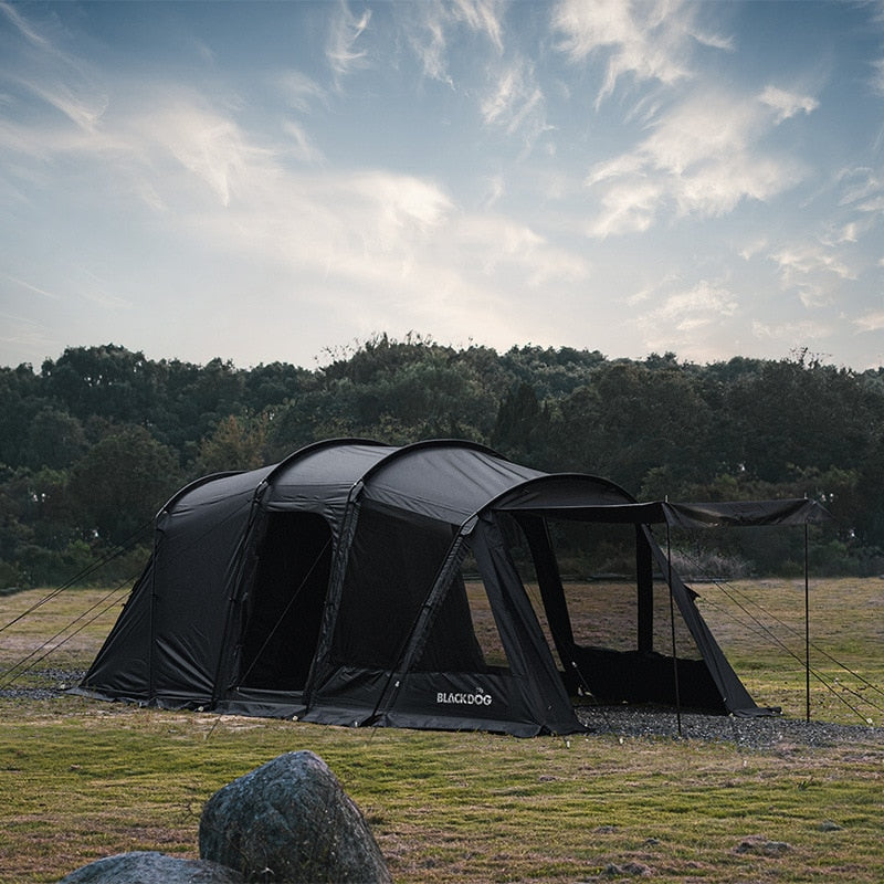 BLACKDOG by Naturehike Large Big Black Beige Tunnel Tent 4 to 6 Person 1 Bedroom 2 Living Area UPF50+ Outdoor Waterproof PU Vinyl Coated Camping