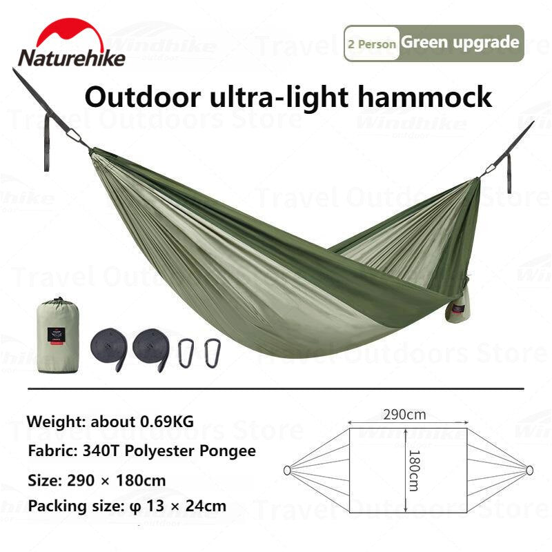 Naturehike LONE BOAT Series 1 and 2 Person Portable Outdoor Camping Hammock 340T Ultralight Single Double 200kg Max Picnic Tree Swing Hanging Bed