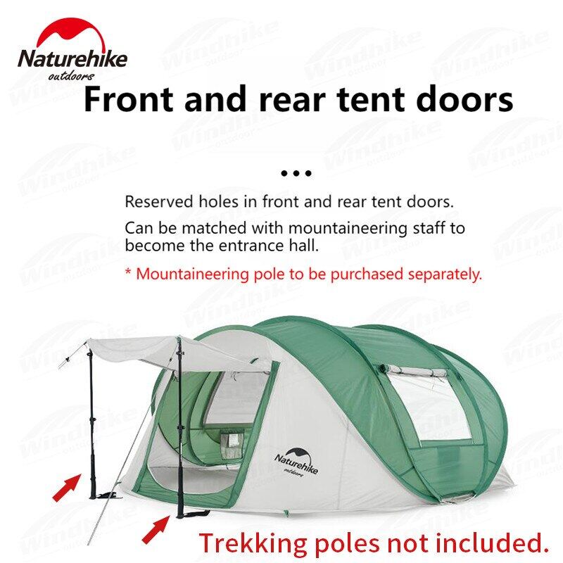 Naturehike 3 to 4 Persons Pop Up Quick Fast Open Automatic Tunnel Camping Tent Portable 2 Doors Large Space Auto Waterproof Tent Folding Storage