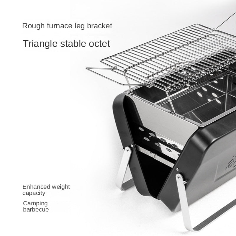 BLACKDOG by Naturehike Portable Black Suitcase Type Charcoal Folding BBQ Grill Outdoor Camping Foldable Lightweight Heavy Duty Stainless Steel Griller