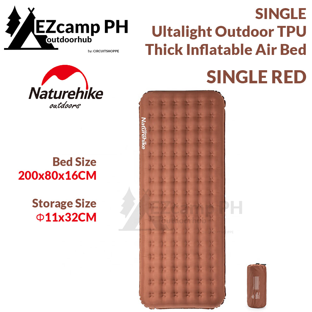 Naturehike Single Double TPU Camping Air Bed Inflatable 16CM Thick Premium Comfortable Tent Sleeping Pad Mat Mattress Lightweight Portable Waterproof