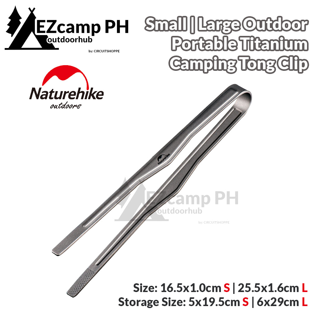 Naturehike Small | Large Outdoor Portable Camping BBQ Titanium Tong Clip for Camp Cooking Picnic Barbecue Fire Pit Tableware Multifunctional Tongs Nature Hike