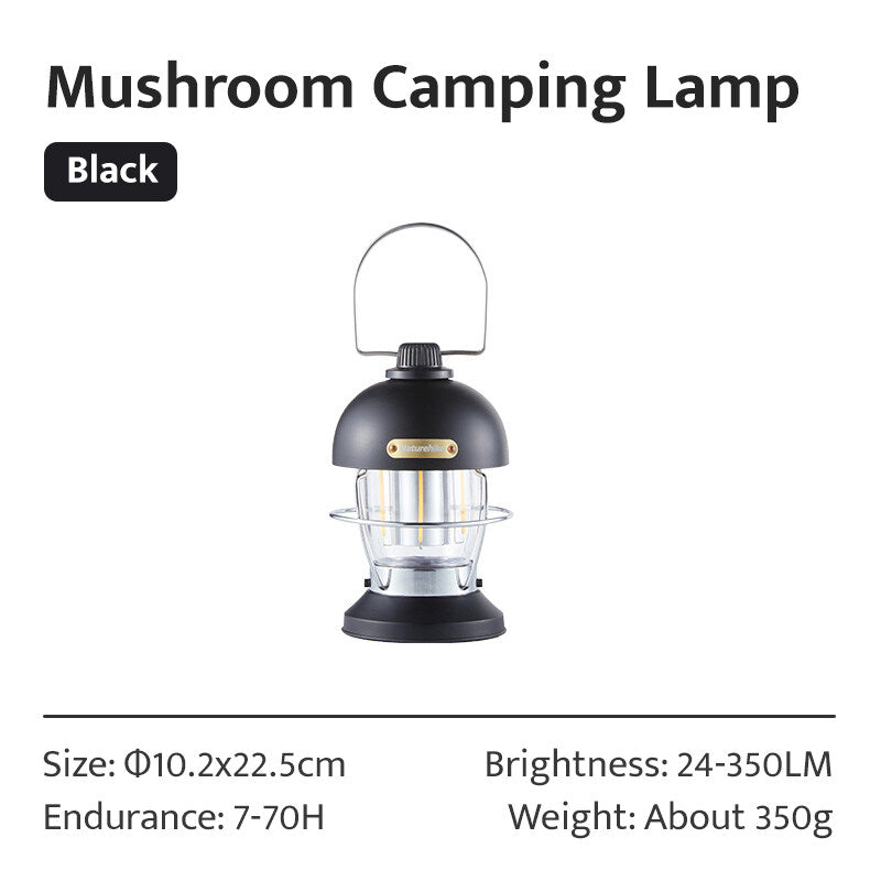 Naturehike Mushroom Camping LED Lantern Lamp Outdoor Atmosphere Light 3 Mode Lighting IPX4 Waterproof USB C Charging 70H up to 350 Lumens