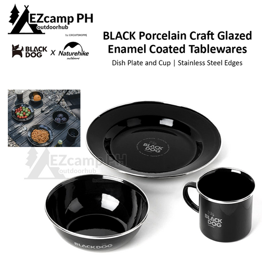BLACKDOG by Naturehike Premium Black Enamel Coated Tableware Cup Dish Plate Camping Outdoor Dinnerware Mug Glass Glazed Glossy Finish Elegant Utensil