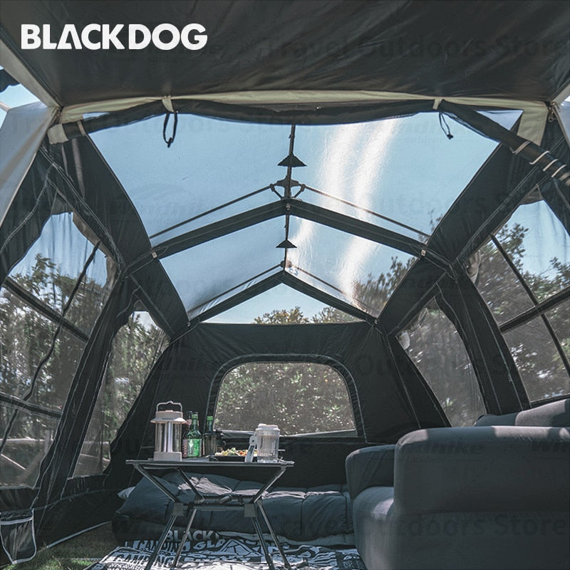 BLACKDOG by Naturehike Outdoor Black White Automatic Tunnel Type Tent 1 Room 1 Room 5 to 8 Persons Camping Luxury Windproof UPF50+ Glamping Tent