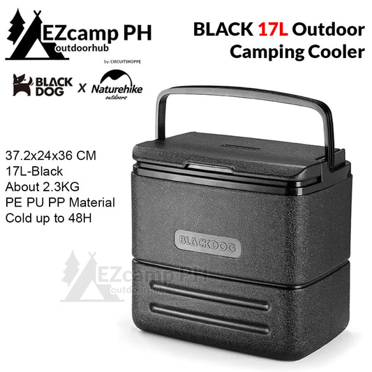 BLACKDOG by Naturehike 17L PP Black Cooler Cool up to 48H Camping Outdoor Ice Foods Drinks Hot or Cold Storage Box Chiller
