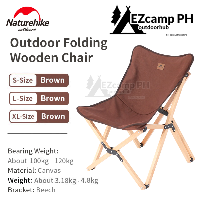 Naturehike Folding Camping Moon Chair Wooden Ultralight Portable Solid Beech Wood Oxford Cloth Glamping Chair Steady Outdoor Travel Daily Leisure