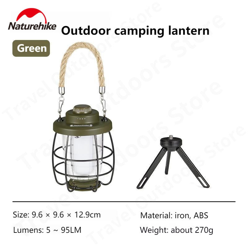 Naturehike Outdoor Camping LED Lamp Atmosphere Light USB Charge Portable Hanging Tent Lamp Ambient Lighting IPX4 Waterproof Lantern With Tripod