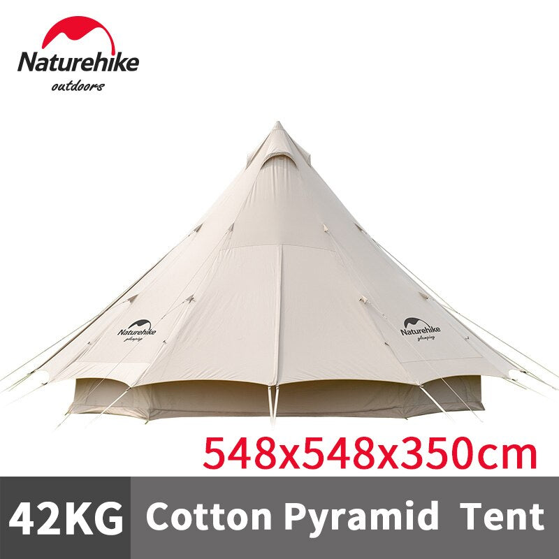 Naturehike BRIGHTEN Series 20 Cotton Pyramid Bell Camping Glamping Tent 20m² Extra Large Family Waterproof Outdoor with Awning for 10 to 12 Person