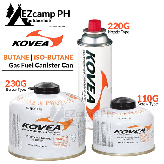 KOVEA Korea Butane Isobutane Gas 110g | 220g | 230g Camping Fuel Standard Nozzle or Camp Screw Type ISO Canister Cassette Can for Stove Torch Lantern Lamp 110 220 230 Outdoor Indoor Propane tags: bounce maxsun konice
