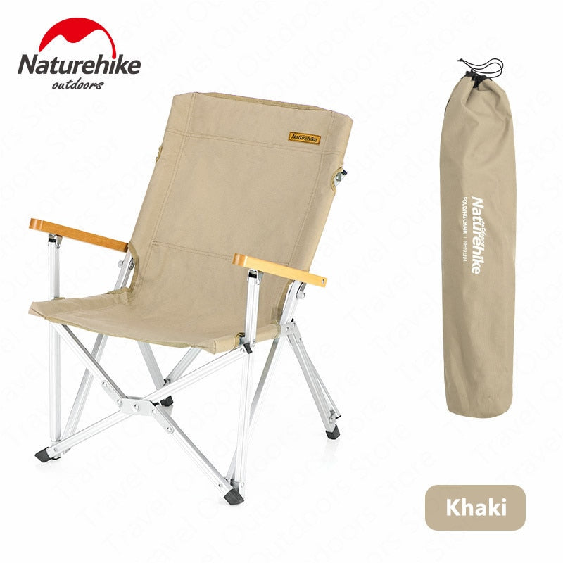 Naturehike Aluminum Alloy Folding Chair Wood Arm Rest Portable up to 120kg Max Load with Storage Bag Camping Outdoor Foldable Director Chair Shangye