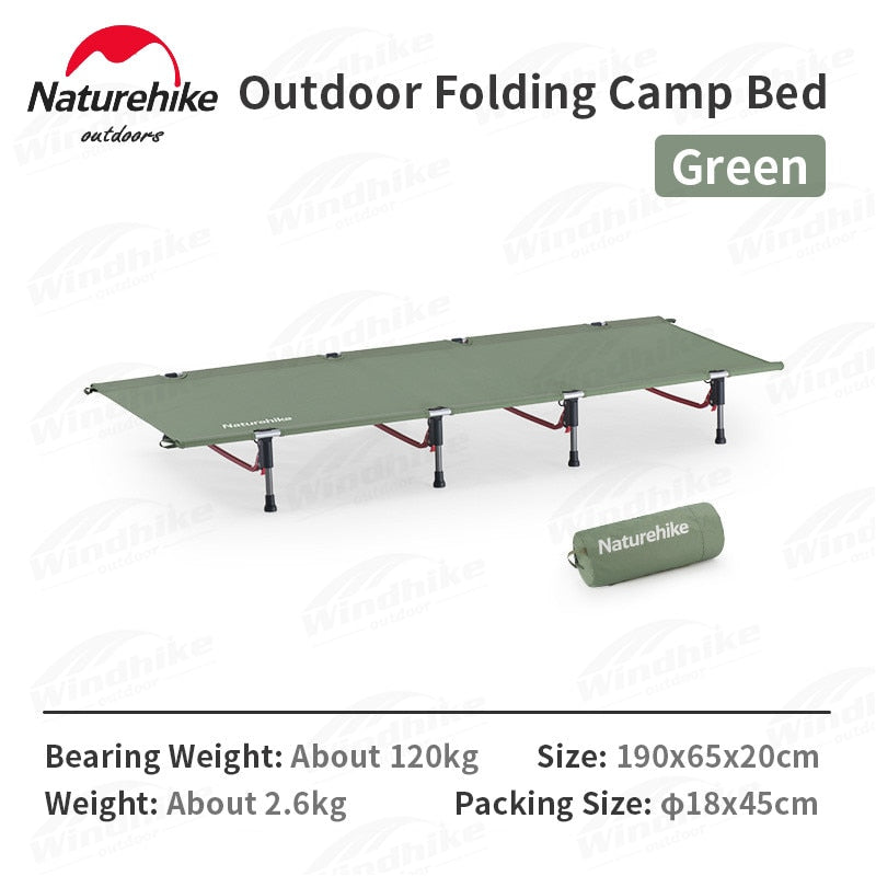 Naturehike XJC07 Ultralight Folding Bed Portable Aluminum Easy Setup Bracket 120kg Max Load Sleeping Foldable Cot 2.6kg 300D Oxford Camping Hiking