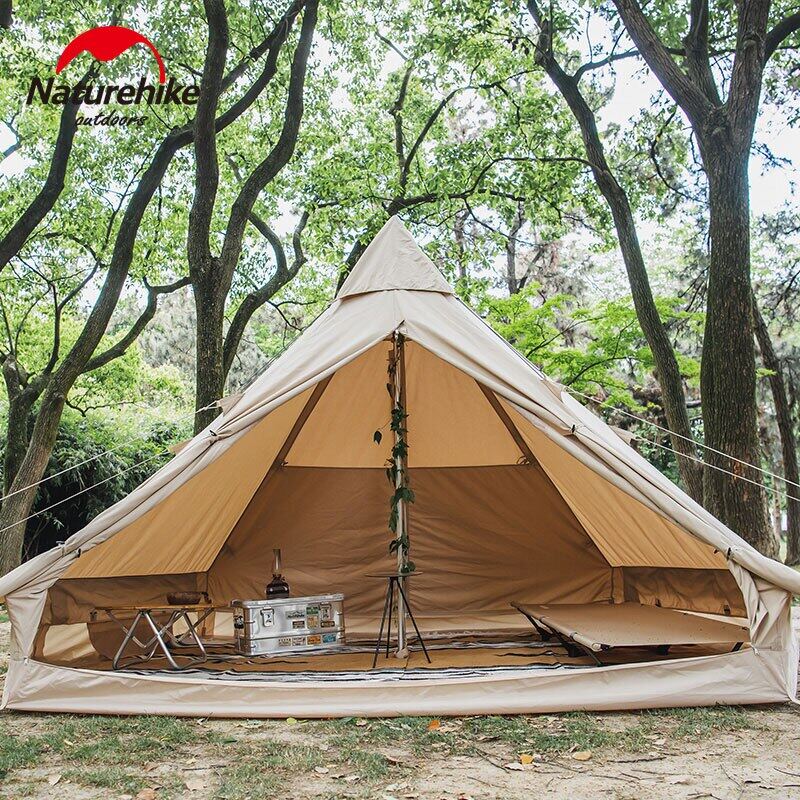 Naturehike BRIGHTEN Series 6.4 Blended Cotton Pyramid Bell Camping Glamping Tent 6.4m² Family Waterproof Outdoor Luxury Shelter for 4 to 6 Person Tipi