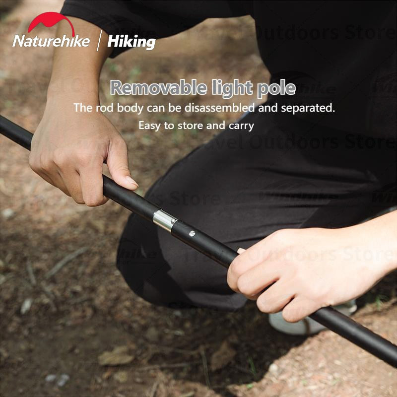 Naturehike Outdoor Ultralight Aluminum Lamp Post Pole Camping Adjustable Height Folding Lantern Holder Bracket Light Stand with 40cm Thick Ground Nail