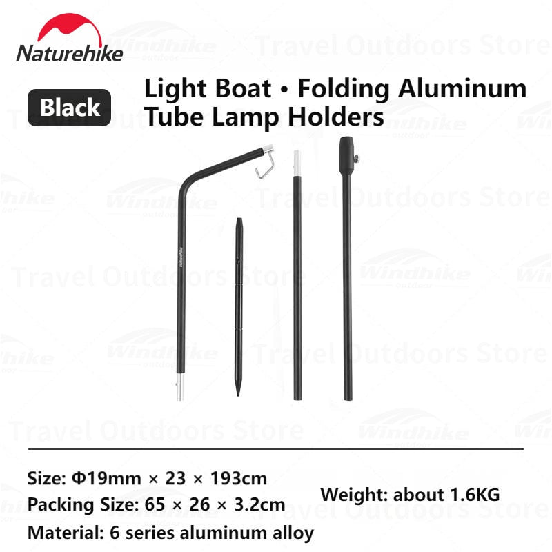 Naturehike Outdoor Ultralight Aluminum Lamp Post Pole Camping Adjustable Height Folding Lantern Holder Bracket Light Stand with 40cm Thick Ground Nail