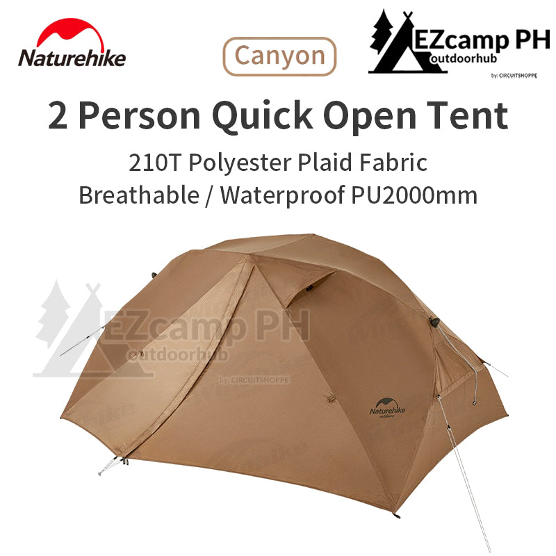 Naturehike CANYON 2 Quick Fast Build 2 Person Portable Camping Waterproof Outdoor Folding Automatic Pole 210T Breathable Backpacking Hiking Auto Tent