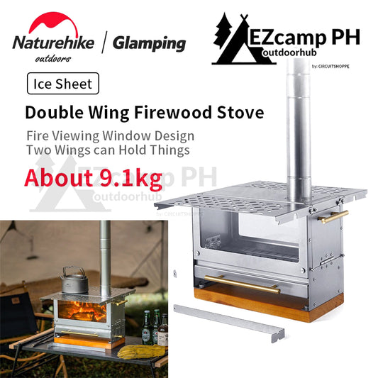 Naturehike Double Wing Ultralight Tabletop Firewood Stove 430 Stainless Steel Detachable Camping Stove Heating Boil Water Picnic Fire Wood Cooking