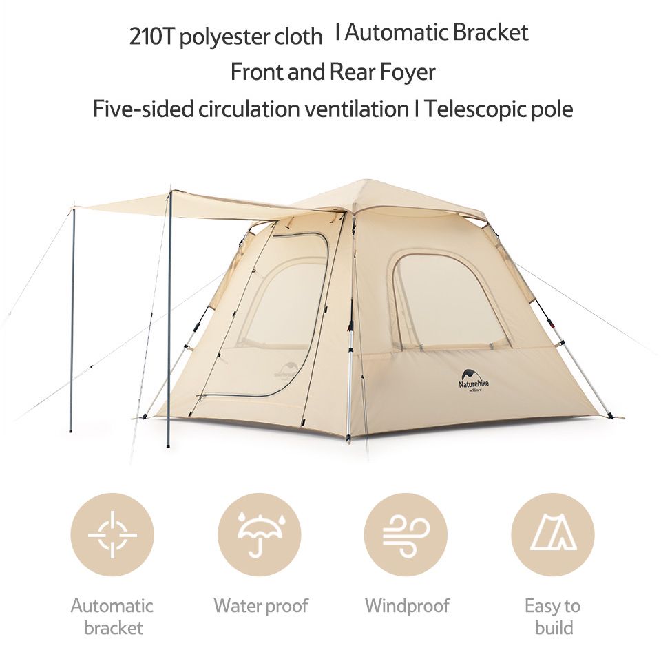 Naturehike ANGO 3 Automatic Pole Camping Tent 3 Person Quick Build ...