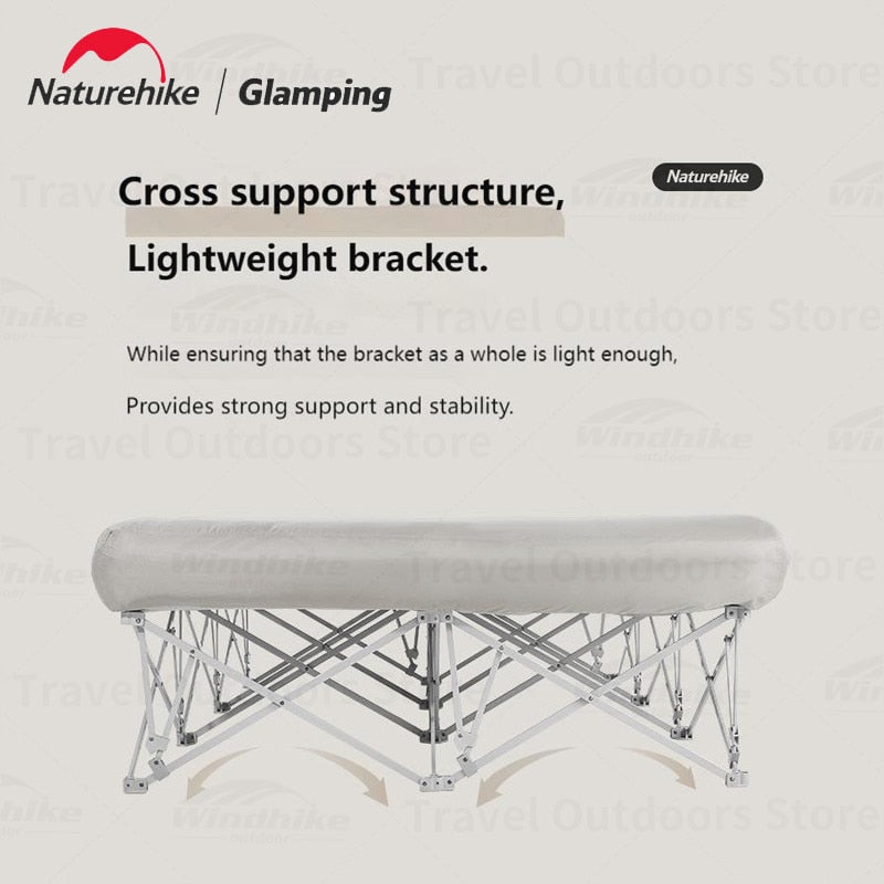 Naturehike Wide Folding Bed Frame for Air Foam Mattress Camping Outdoor Sleeping Pad 200kg Max High Inflatable Double Size Air Bed Bracket Portable