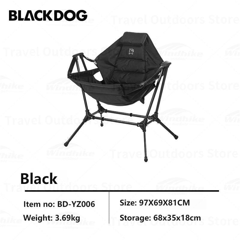 BLACKDOG by Naturehike Portable Folding Black Rocking Swing Chair with Pillow Adjustable 150kg Max Load Camping Picnic Chair 7075 Aluminum Recliner