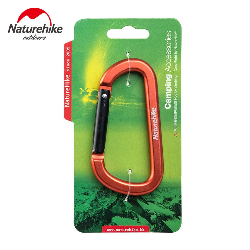 Naturehike Outdoor D Type 8cm Carabiner Camping Tent Accessories Hooks Fast Hanging Multi-Functional Aluminum Alloy Hang Safety Buckle Key Chain