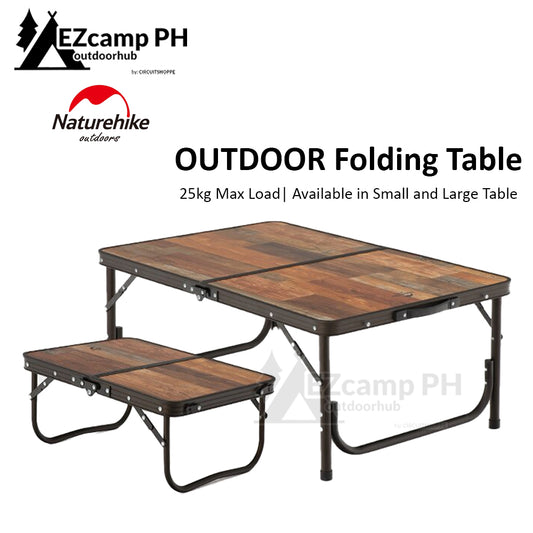 Naturehike Camping Outdoor Folding Portable MDF Table Small Large Heavy Duty 25kg Max Load Adjustable Height High Low Foldable Lightweight Desk