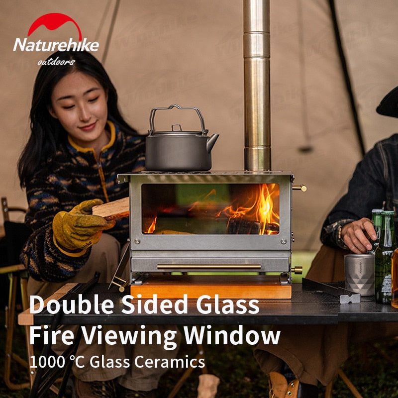 Naturehike Double Wing Ultralight Tabletop Firewood Stove 430 Stainless Steel Detachable Camping Stove Heating Boil Water Picnic Fire Wood Cooking