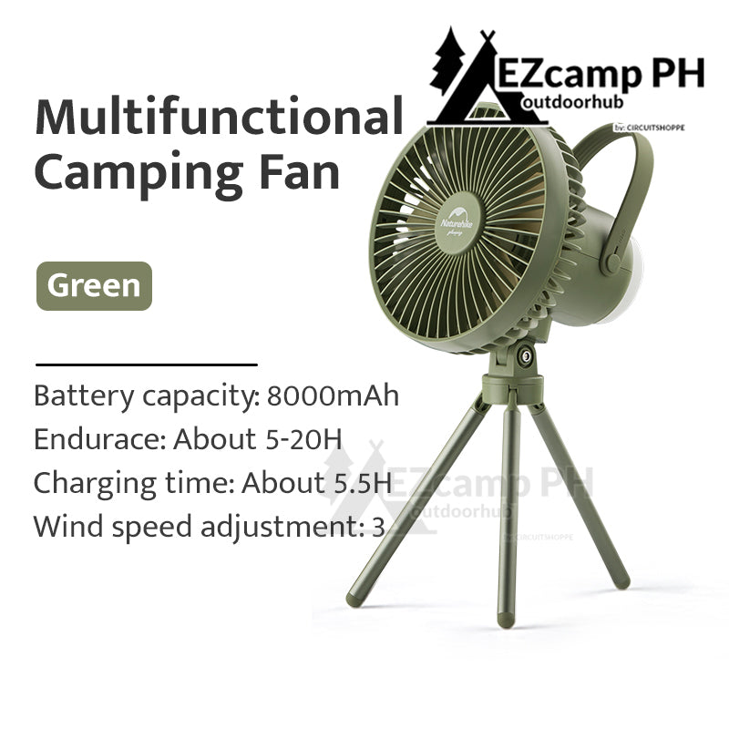 Naturehike Outdoor Multifunctional Electric Fan Portable USB Charging Camping Stand Hanging Fan Lamp Magnetic Atmosphere Light Tripod Claymore Type