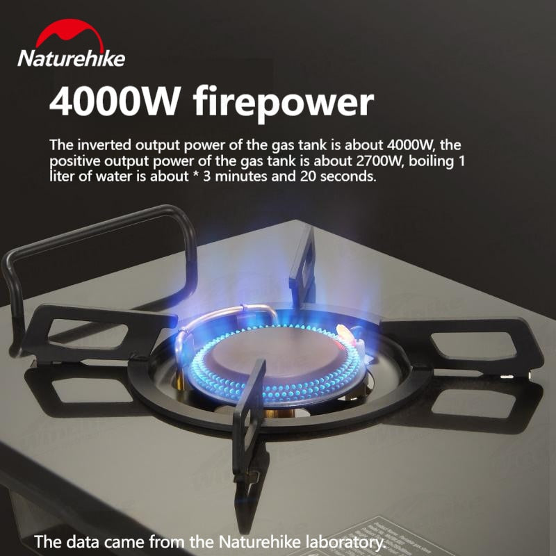 Naturehike Outdoor G01 Black Tabletop Gas Stove 4000W Large Firepower IGT Compatible Stainless Steel Camping Gas Cooking Burner Butane Screw Type