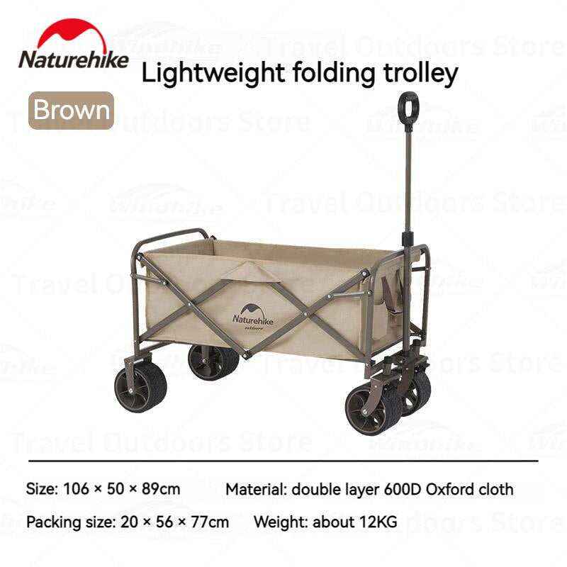 Naturehike Outdoor Portable Carrying Light Trolley Foldable Carry Camping Push Cart with Tabletop Collapsible Folding 4 Wheel Utility Luggage Wagon